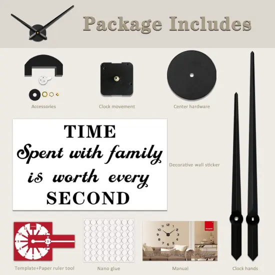 3D Clock Hands, DIY Wall Clock Hands Needles with Clock Quartz Mechanism for 3D Home Art Decor {5}