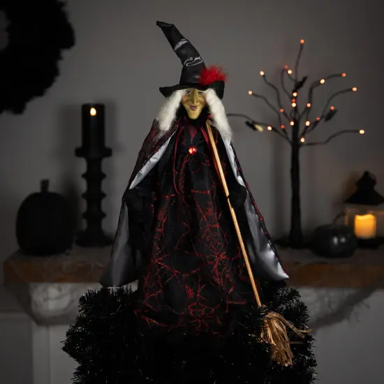 Northlight Spooky Witch with Broom Halloween Figure - 18" Black {4}