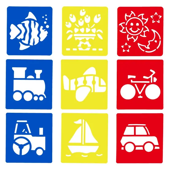 Juvale 54 Pack Drawing Stencils for Kids Ages 3-14 - Multicolor Plastic Shapes, Hollow Animal & Vehicle Templates for Fabric Painting & Tee Shirt Designs - Kids Craft Stencil Set (5.6 x 6 In) {7}