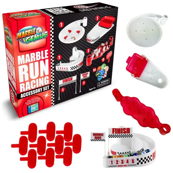 Marble Genius Marble Racing Booster Set - 10 Pieces Total (Marbles Not Included), Construction Building Blocks Toys for Ages 3-14, With Instruction App Access, Add-On Set {1}