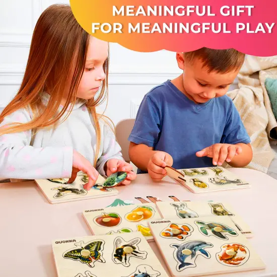 4 Set Wooden Puzzles for Toddlers 1-3 | Animal {6}