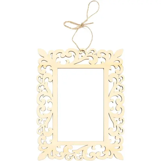 Unfinished Wooden Picture Frames for Crafts with Cutouts and String (6 Pack) Brown {5}