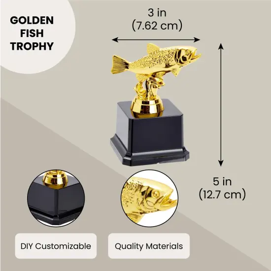 Juvale Small Golden Fishing Trophy Award for Ceremonies, Tournaments, Competitions, and Fish Derbies, Biggest Fish Trophy for Kids and Adults, Customizable Base for Personalized Engraving, 3x5 in {2}