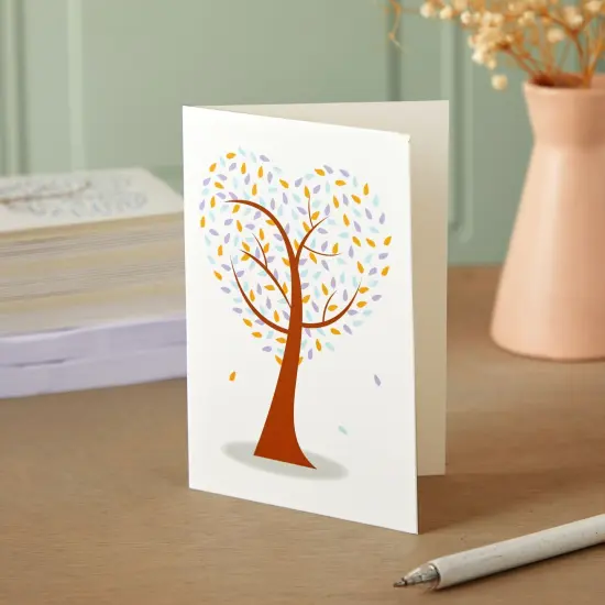 Juvale 48 Pack Heart Shaped Tree Greeting Cards with Envelope, Stationary Blank Notes for Valentine's, Birthday, Thanksgiving, and Holiday Season Brown {3}