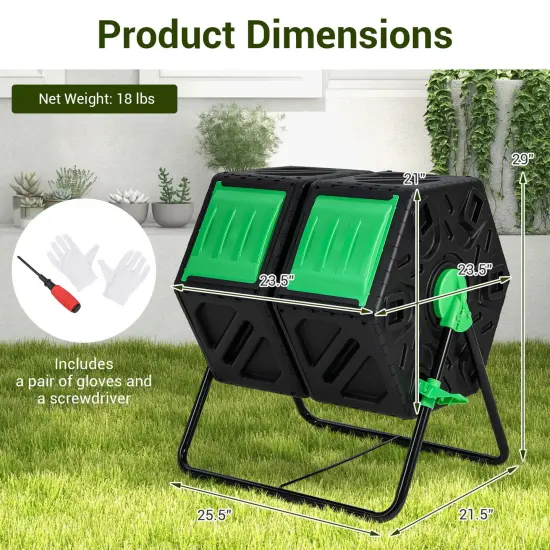Dual Chamber Compost Tumbler with 360&deg; Rotatable Design and Aeration System {5}