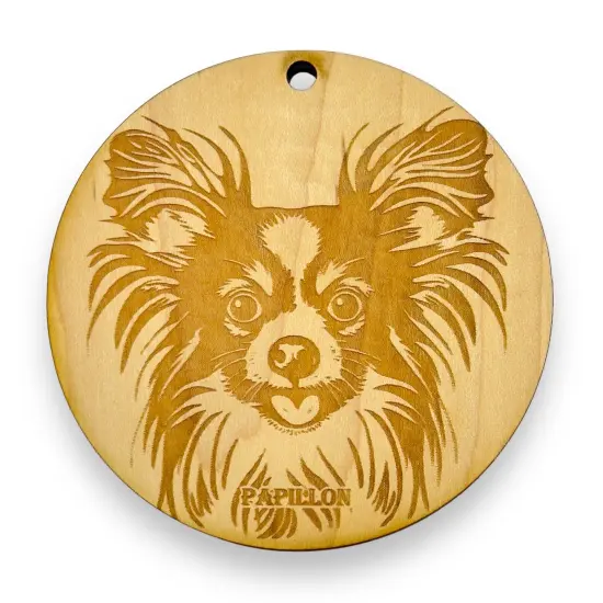 Ornament - Papillon Dog Raw Wood {1}