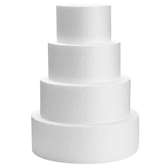 Set of 4 Round Foam Cake Dummies in Varying Sizes for 16" Tall Fake Wedding Cake (6, 8, 10, and 12 in) White {1}