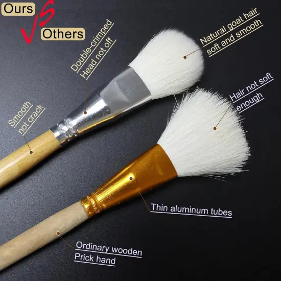 Brush Set, 7 Pieces Versatile Goat Hair Blending Mop Brushes for Acrylic Painting Wartercolor Foil Gold Leaf Flakes Sheets {3}