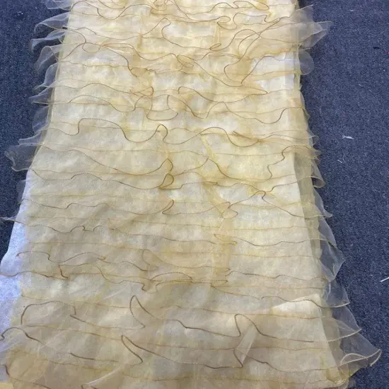 1 Yard Voluminous Ruffle Organza Fabric for Backdrops & Dresses 52/54" Width Gold {1}