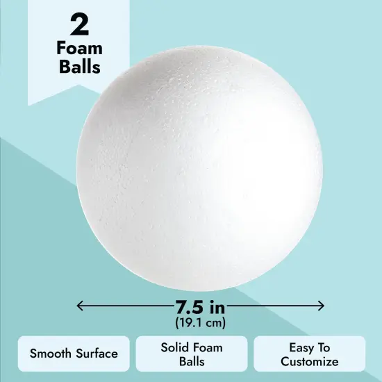 2 Pack Large Foam Balls for Crafts, 7.5 Inch Solid Polystyrene Spheres for DIY Projects, Flower Centerpieces (White) {4}
