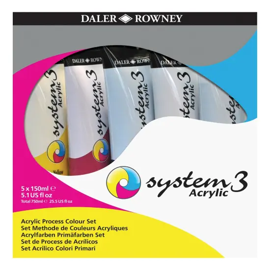 Daler-Rowney System3 Acrylic Paint Jumbo Process Set 5/Pkg-Assorted Colors {1}