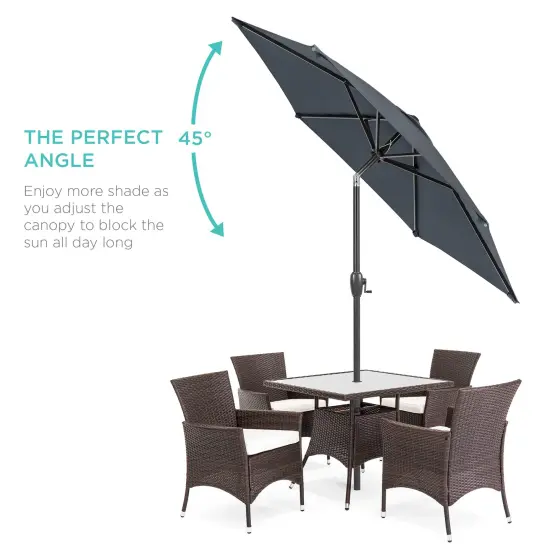 Best Choice Products 7.5ft Heavy-Duty Outdoor Market Patio Umbrella w/ Push Button Tilt, Easy Crank Slate {2}