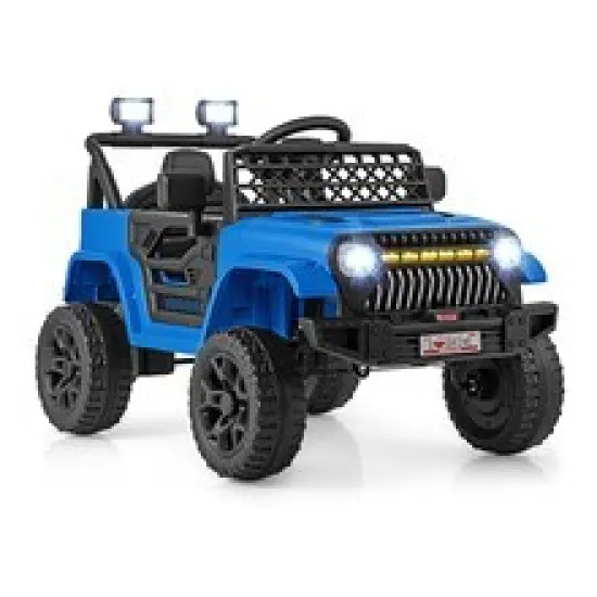 12V Ride-On Truck Car for Kids with Parental Remote, Music Player, and LED Lights Black {9}