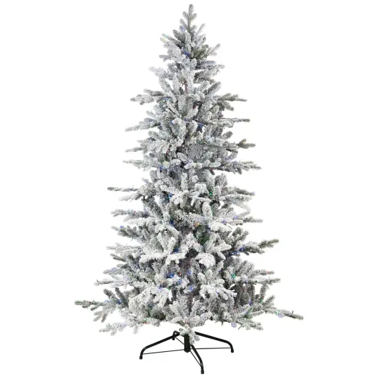 Northlight Real Touch&trade; Elite Pre-Lit Flocked Kodiak Pine IPT Artificial Christmas Tree - 6' Dual Color LED Green {3}