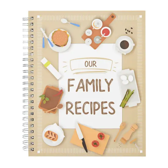Family Recipe Book To Write In, Spiral Bound DIY Make Your Own Cookbook with 90 Pages (Blank Inside, 6.5 x 8.2 In) Grey {1}