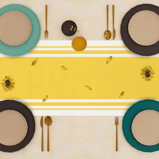 Linen Sunflower Fall Table Runner Farmhouse Sunshine 72 Inches Long Farmhouse Spring Summer Autumn Fall Home Kitchen Dinging Room Table Decoration 13x72 Inch {5}