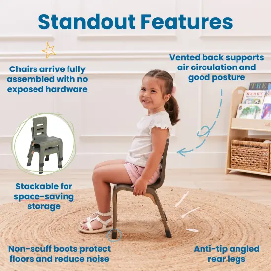 Bentwood Chair, 10in Seat Height, Stackable Seats, 2-Pack Grey Wash {4}