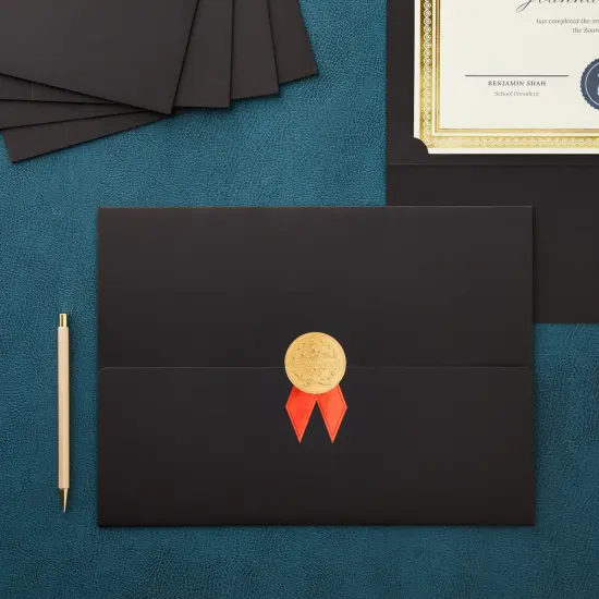 12-Pack Award Certificate Holders - Bulk Certificate Holders for Graduation, Diploma, Employee Appreciation, Certifications (12.5 x 9.2") Black {3}