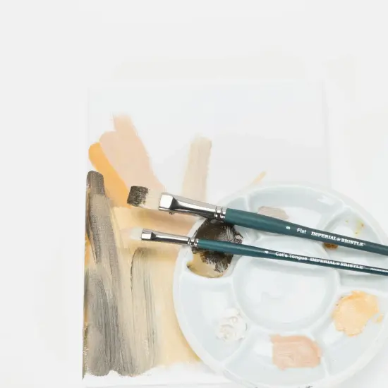 Creative Mark Imperial Professional Chungking Hog Bristle Brush - Filbert , Handmade Long Handle Oil Paint Brushes for Artists, Nickel-Plated Brass Ferrules, Stiff Yet Soft Natural Bristles {4}