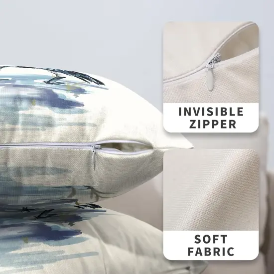 Watercolor Heron Pillow Covers Pelican Throw Pillow Covers 18x18 Set of 2 Summer Bird Pattern Double Sided Printing Pillow Case for Farmhouse Patio Living Room, Cotton Linen {3}