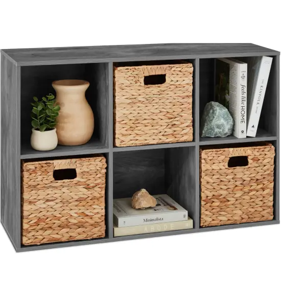 Best Choice Products 6-Cube Bookshelf, 11in Display Storage System, Organizer w/ Removable Back Panels Dark Gray {1}