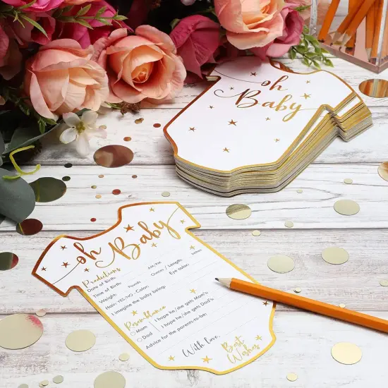 Baby Shower Predictions and Advice Cards, 50 Pack, Gold Foil, 5 x 7 in {3}