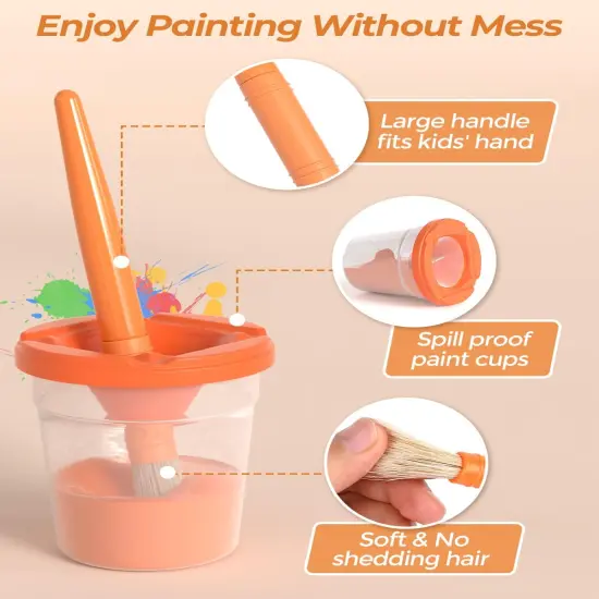 14 Colors Large Washable Paint for Kids 8.45oz/250ml, Non Toxic Children Tempera Finger Paints with Paint Brushes, Cups and Sponge {3}