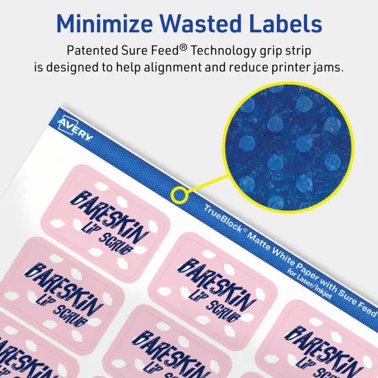 Avery TrueBlock Matte White Paper Labels,1" x 1-1/2" Rectangle {4}