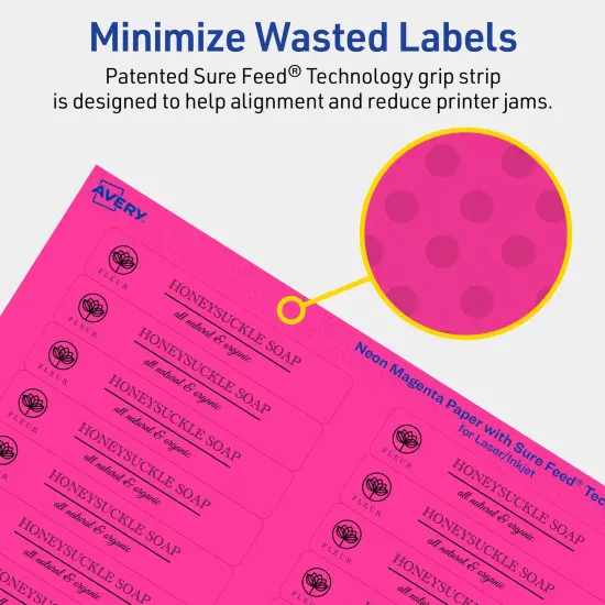 Avery Neon Magenta Paper Labels, 2/3" x 3-7/16" Rectangle {4}
