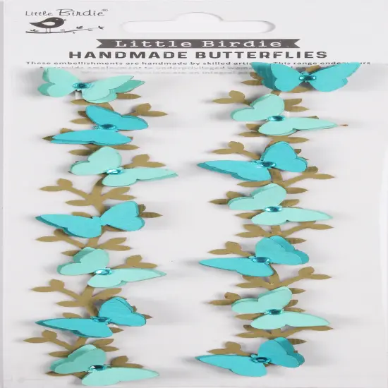 Little Birdie Jewel Butterfly Vine Embellishment 2/Pkg-Off Blue {1}