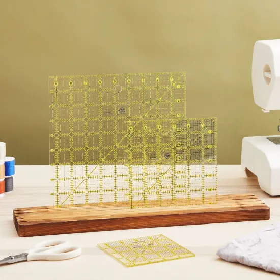 5-Slot Wooden Quilting Ruler Stand and Template Organizer, Sewing Accessories and Supplies 16.9 x 3.9 x 0.75 in Clear {2}