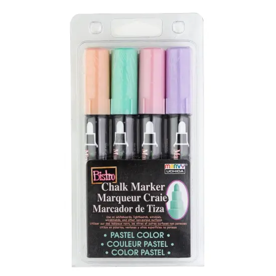 Bistro Chalk Markers, Broad Tip, 4-Color Set, Blush Pink, Peppermint, Pastel Peach, Pale Violet {1}