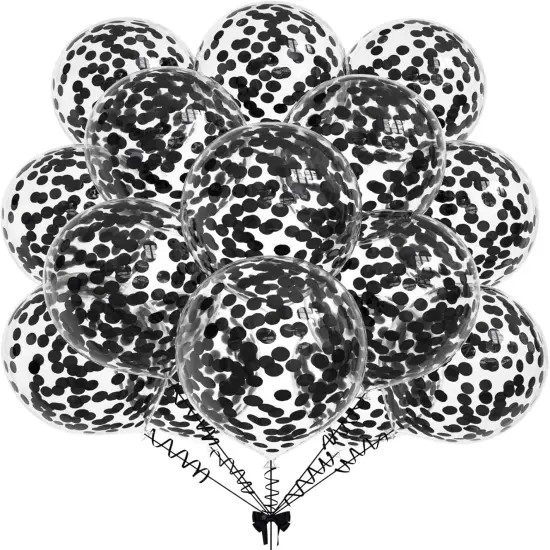 50pcs Black Foil Confetti Balloons,12 inch Latex Balloon with Black Confetti Inside for Birthday Family Party Wedding Party Baby Shower Decoration Supplies {1}