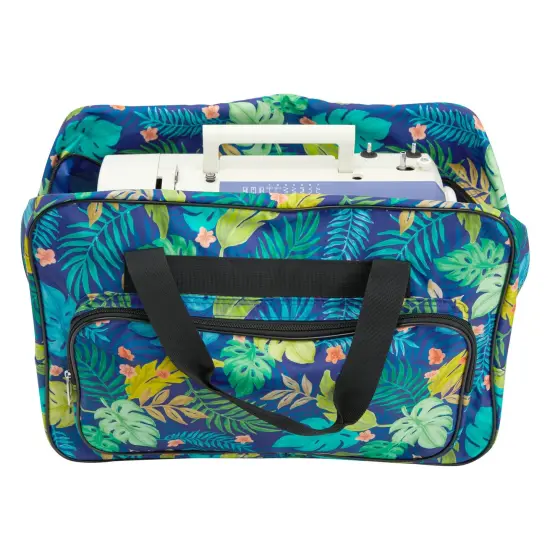 Tropical Leaves Sewing Machine Carrying Case - Universal Tote Travel Bag Accessories Organizer Compatible with Most Standard Machines (18.1 x 9.4 x 12.2 Inch) Multicolor {3}