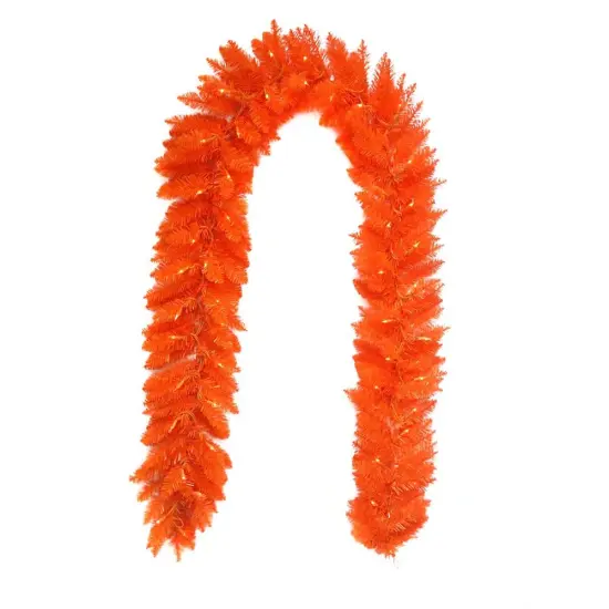 Kurt Adler 9 Foot Pre-Lit Orange Garland {1}