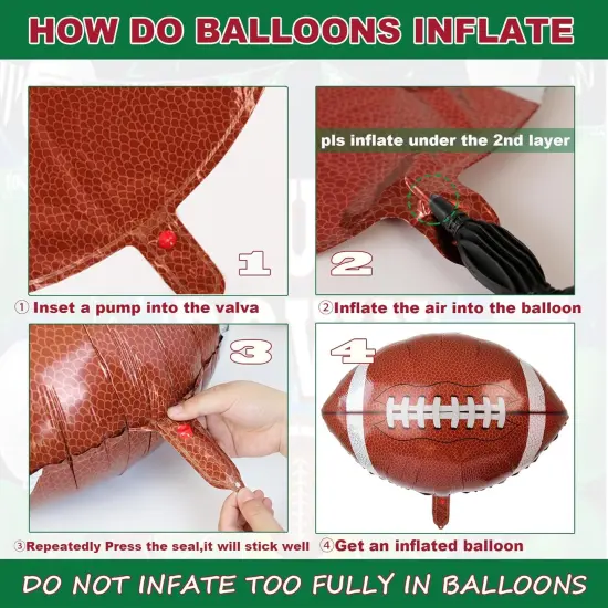 6Pcs Football Party Balloons,27 Inch Football Shaped Foil Balloon for Tailgate Game Day Football Theme Birthday Party Decorations,Super Sunday Touch Down Party Supplies {2}