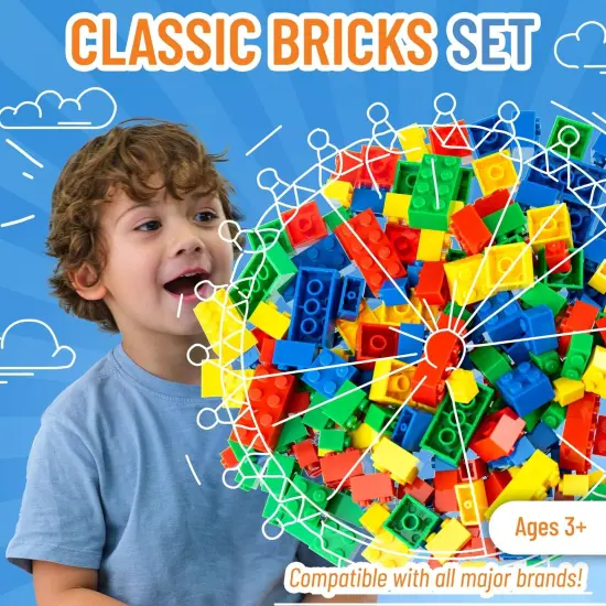 Strictly Briks Toy Building Block, Blue, Green, Red, and Yellow, 216 Pieces, Classic Bricks Building Starter Kit for Kids, 100% Compatible with All Major Brick Brands, Ages 3-14 Multicolor {2}