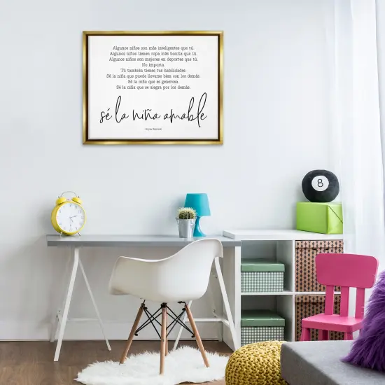 Stupell Industries Se la Niña Amable Framed Floater Canvas Wall Art Gold Floater Frame {2}