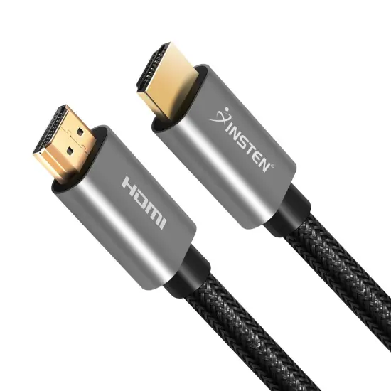 Insten - 6 Feet HDMI Male to Male Cable, 2.1 Version, 8K 60Hz, 48Gbps, Gold Connectors, Nylon Braided, Black {1}
