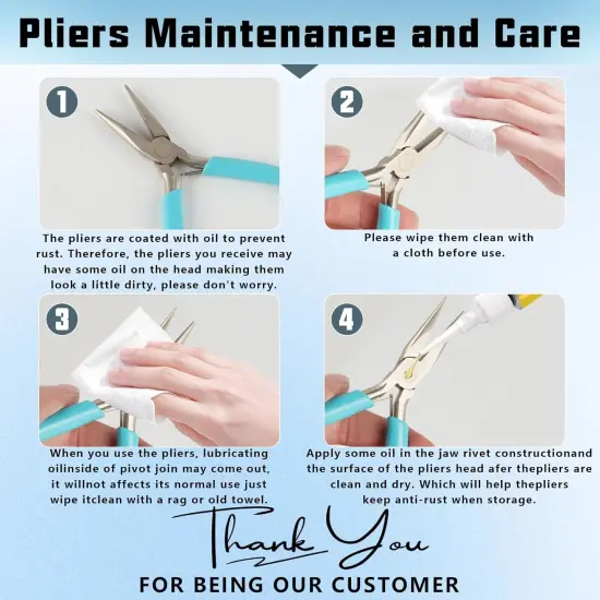 5 Pcs Jewelry Making Pliers Tools with Needle/Chain Nose Pliers, Round Nose, Bent Nose, End Nipper Pliers and Wire Cutter Jewelry {4}