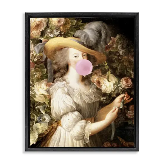 Stupell Industries Renaissance Lady & Gum Framed Floater Canvas Wall Art Design by Piddix {1}