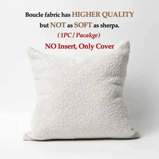 Luxury Decorative Throw Pillow Cover 18 x 18 Inch Textured Boucle Square Sofa Couch Pillow for Living Room Woven Accent Cushion Case, 1PC, Ivory {2}