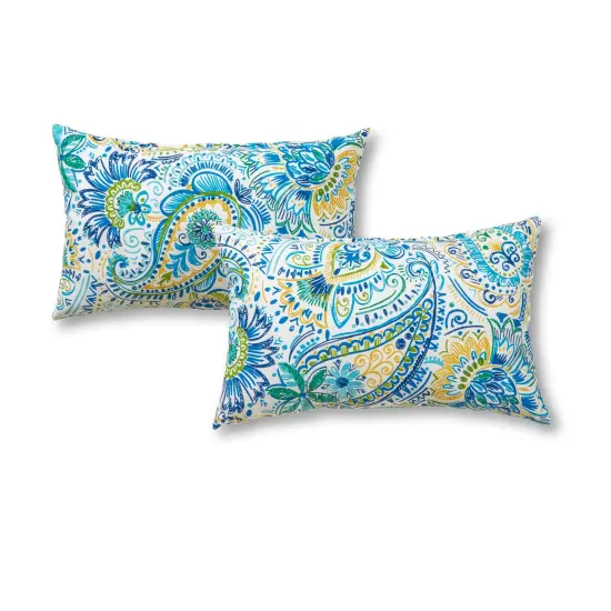 Outdoor 19 x 12 in. Rectangle Throw Pillow (2-Pack) Palm White {2}