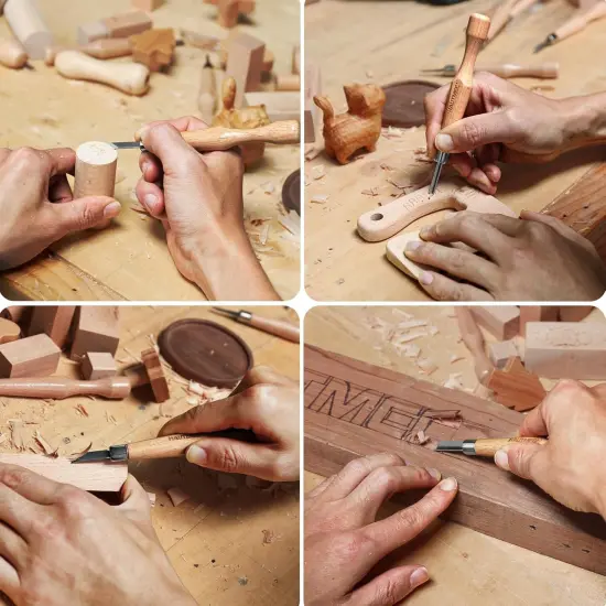 Wood Carving Tool Set - 10 PCS Hand Carving Knives and Chisels for DIY Sculpture Carpenter Experts & Beginners, HT0391 {5}