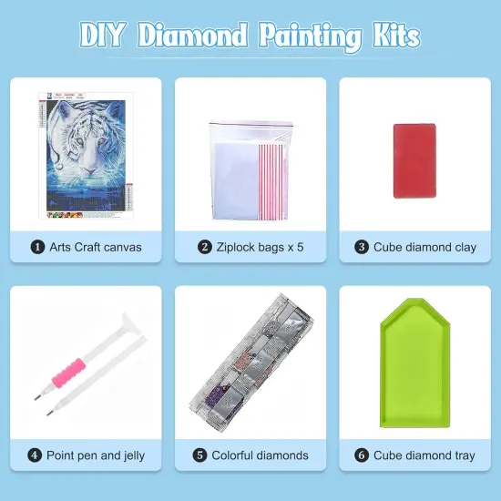 Tiger Diamond Art Kits for Adults, Full Drill 5d Diamond Art Animals Diamond Art Kits Gem Art Painting Rhinestone for Home Wall Art Decor 30x40 cm {4}
