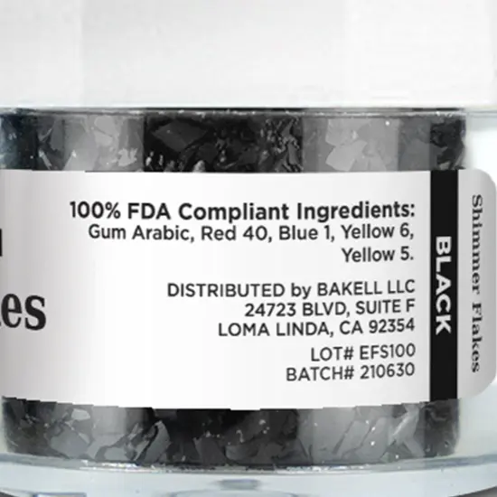 Black Edible Shimmer Flakes 4 Gram Jar {5}