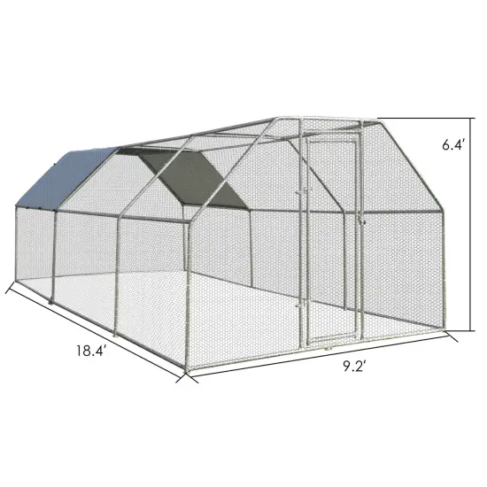 Grey Large Walk In Chicken Coop with Lockable Steel Door and PVC Coated Hexagonal Wire Mesh {4}