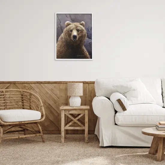 Stupell Industries Surprised Bear Portrait Framed Giclee Wall Art Design by Rod Lawrence {2}