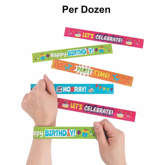 Happy Birthday Slap Bracelets - 12 Pc. {1}