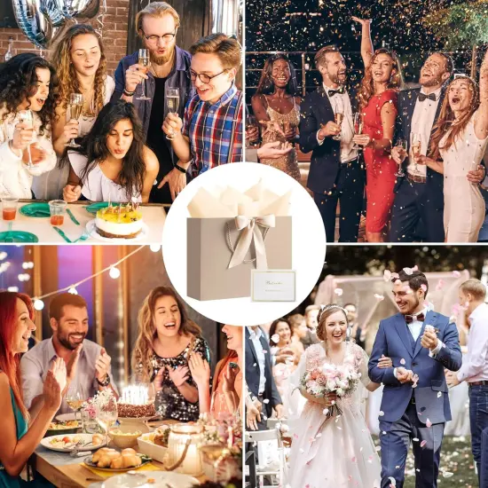 12.6" Gift Bags Bulk, 10 Pcs Gift Bags with 20 Tissue Paper 10 Greeting Cards {5}